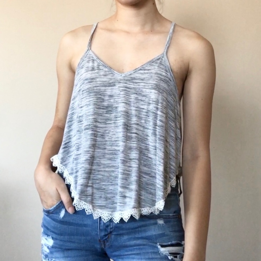 Grey Lace Top